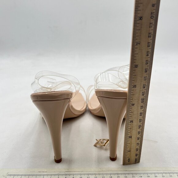 FYS Clear Square Toe Stiletto Sandals Transparent Ankle Strap High Heels Shoes - Picture 5 of 8